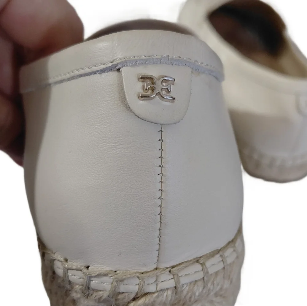 Sam Edelman Cream Espadrille Flats Women's Size 9.5 Leather Loafers
